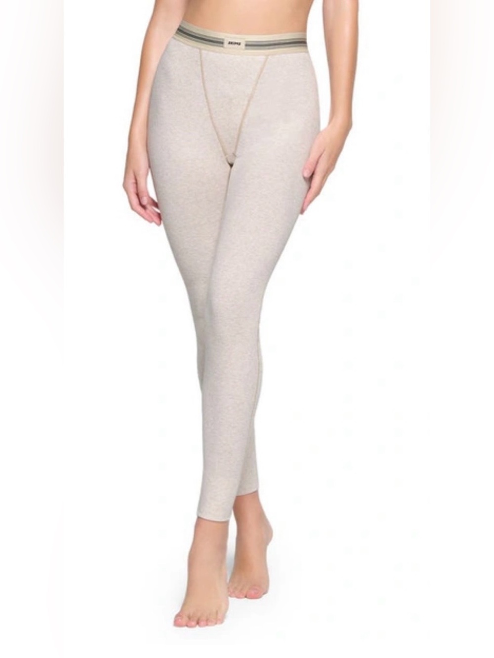 SKIMS Rib Cotton Legging in Heather Oatmeal